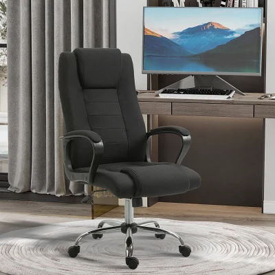 Scaun de Birou Ergonomic, Captusit cu Înălțime Reglabilă, 62x76x110-119 cm, Negru