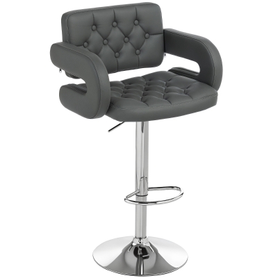 HOMCOM PU Leather Swivel Bar Stool Height Adjustable Grey