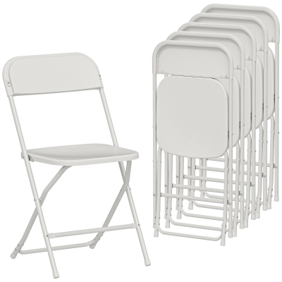 HOMCOM Ensemble 6 Chaises Pliantes Plastique Métal Blanc