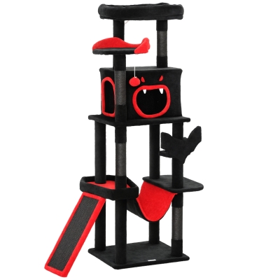 PawHut Gothic Cat Tree 152cm Multi-Level with Coffin Bed