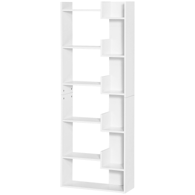 HOMCOM Bibliothèque, étagère de rangement à 6 niveaux, design irrégulier, pour salon, chambre, bureau, 60x21x162,5cm, blanc