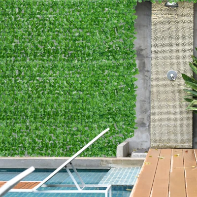 Outsunny 3 x 1m Artificial Leaf Wall - Green