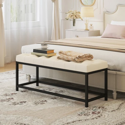 HOMCOM Panca da Letto 117x40x48 cm crema