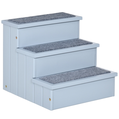 PawHut Hundetreppe 3 Stufen 38 cm Hoch Haustiertreppe für kleine bis mittelgroße Hunde Katzentreppe Hunderampe Einstiegshilfe für Bett, Sofa, Couch und Auto Grau