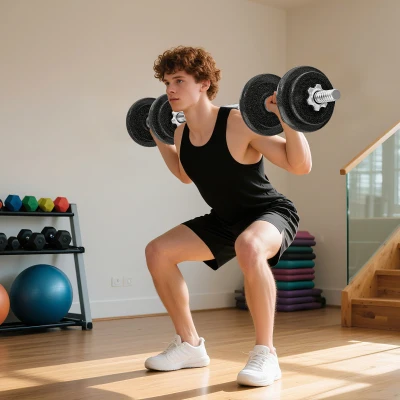 SPORTNOW Ensemble Haltères 2-en-1 20kg Réglable Musculation Noir