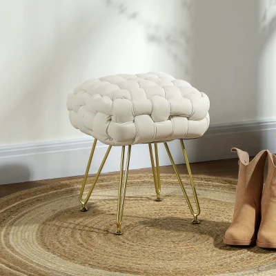 Foot Stool 38W x 38D x 41.5Hcm Cream