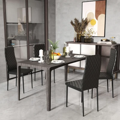 HOMCOM 4er-Set Stühle Esszimmerstühle Küchenstühle, modernes Design, 41 cm x 50 cm x 97 cm, Schwarz