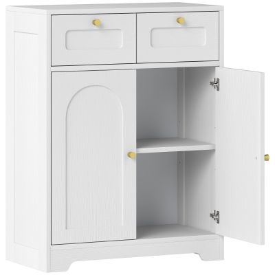 HOMCOM Bathroom Floor Cabinet with Drawers - White