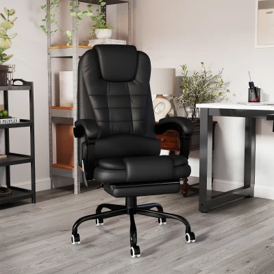 Vinsetto Schreibtischstuhl mit 7 Massagepunkten, höhenverstellbarer Drehstuhl mit integrierter Fußstütze, 67 x 79 x 111-121 cm