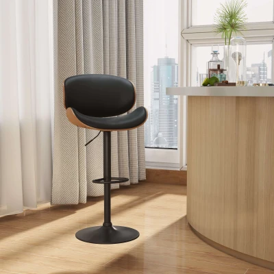 HOMCOM Barhocker-Set, höhenverstellbar, drehbar, Kunstleder, Stahlrahmen, schwarz, 53 x 50,5 x 112,5 cm