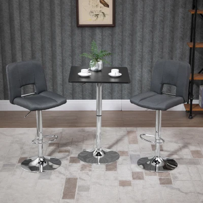 HOMCOM Height Adjustable Swivel Bar Table Black/Silver