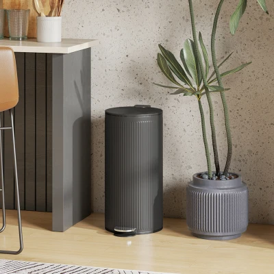 HOMCOM Pedal Kitchen Bin 30L Soft Close Black