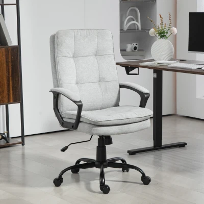 HOMCOM Fabric Office Chair Dual-Layer Padding - Grey