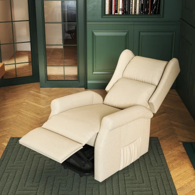 HOMCOM Relaxsessel mit Liegefunktion elektrisch, Seniorensessel mit Aufstehhilfe, , bis 200kg, 72,5x94x109cm, Creme