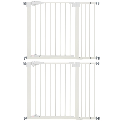 PawHut Barrières Chien Sans Perçage Auto Fermeture 76-103cm Blanc