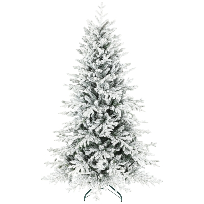 HOMCOM Künstlicher Weihnachtsbaum, 180cm Christbaum mit Schnee, 1815 Zweigen, klappbarem Metallständer