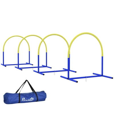 PawHut Set Agility per cani 88cm x 64cm x 95cm Blu e giallo