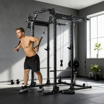 SPORTNOW Cable Crossover Machine with Lat Pull-Down System