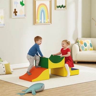 AIYAPLAY 3-teiliges Kletter- und Krabbelset für Kleinkinder, Kunstleder, Schaumstoff, Gelb