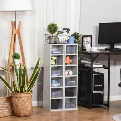 HOMCOM CD Media Display Shelf Set of 2 Grey