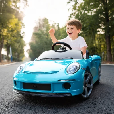 AIYAPLAY Kids 12V Electric Ride-On Car RUF GT Blue