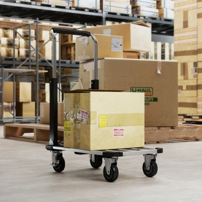 HOMCOM Carrello Portapacchi Pieghevole con Pedana Estensibile