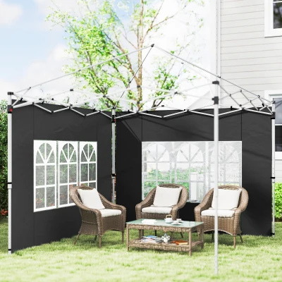 Outsunny Pannelli laterali per tenda 295x195cm Nero
