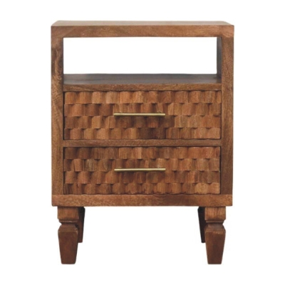 Solid Wood Bedside Cabinet with Eco‑conscious Build and Open Shelf, Brown