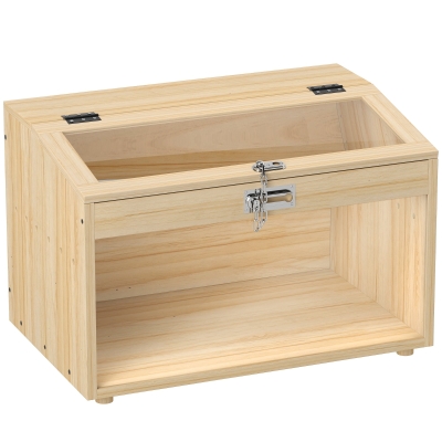 PawHut Gaiola para Hamster em Madeira Gaiola para Rato com Tampa Abrível Janela em Acrílico 55x35x35 cm Madeira natural