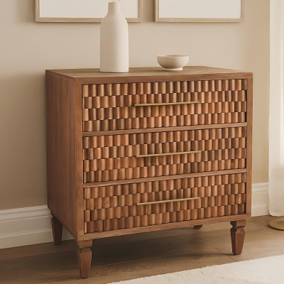 Solid Wood Bedside Cabinet with Eco-friendly Mango Wood, Brown