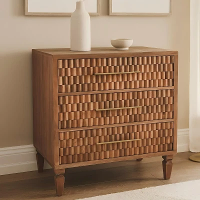Solid Wood Bedside Cabinet with Eco-friendly Mango Wood, Brown