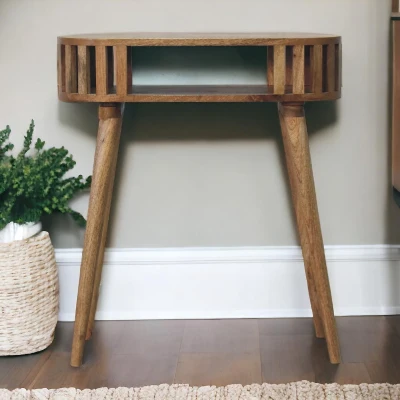 Solid Wood Ariella Console Table with Hand-finished, Brown