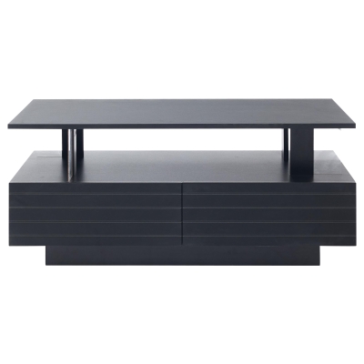 Modern Coffee Table with App-Controlled LED, Black