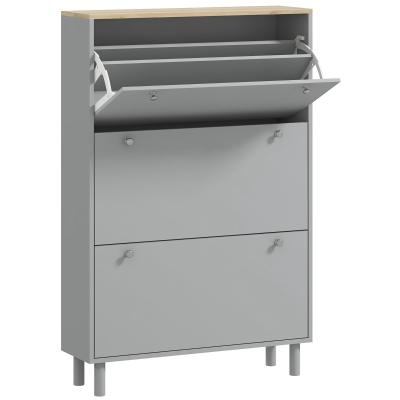 HOMCOM Móvel para Sapatos 24 Pares com 3 Gavetas Basculantes e Prateleiras Ajustáveis 80x23,5x121cm Cinza