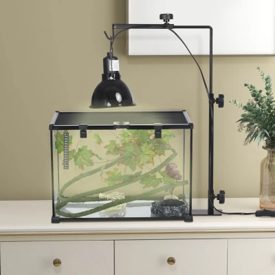 PawHut Suporte de Lâmpada Aquecedora para Répteis Altura e Largura Ajustáveis para Anfíbios Base em Aço 32x9x67 cm Preto