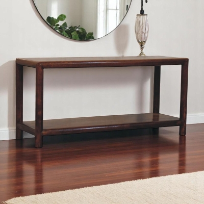 Solid Wood Regency Bench with Single Open-Slot Storage and Hand-Finished Grain, Brown