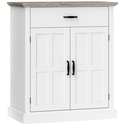 HOMCOM Aparador para Sala Estilo Moderno com Armário de 2 Portas Gaveta e Prateleira Ajustável 75,2x40x91,5 cm Branco