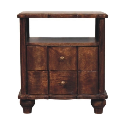 Solid Mango Wood Bedside Table with Smooth-Gliding Drawers and Ample Storage, Brown