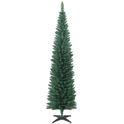 HOMCOM Árbol de Navidad Estrecho 210 cm con 401 Ramas Soporte Metálico Fácil de Montar para Interior Verde