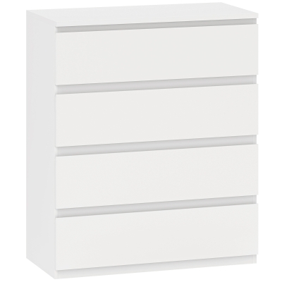 HOMCOM Cômoda 4 Gavetas Móvel de Arrumação Minimalista para Quarto Interior 80x39x95 cm Painel de Partículas Branco