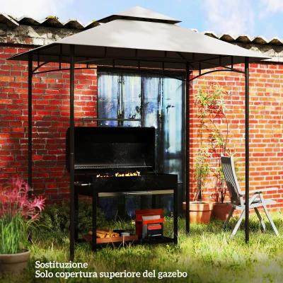 Outsunny Copertura Gazebo per Barbecue a 2 Livelli Grigio Chiaro