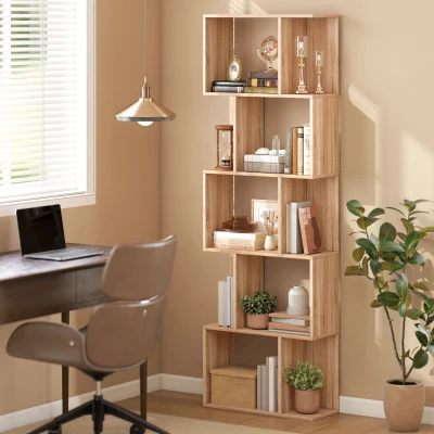 HOMCOM Bibliothèque Bois 5 Étagères 60x24x184.5cm Naturel