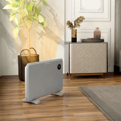 HOMCOM 1200W Electric Convector Heater Grey, Freestanding/Wall-Mounted