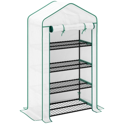 Outsunny 4-Tier Mini Greenhouse with Plastic Cover