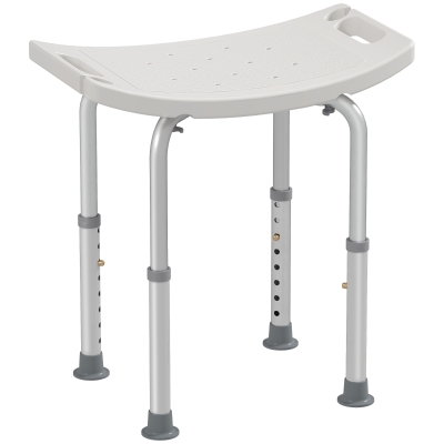 HOMCOM Height Adjustable Bath Stool Aluminium Non-Slip White