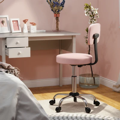 HOMCOM 360° Swivel Seat Salon Stool - Pink