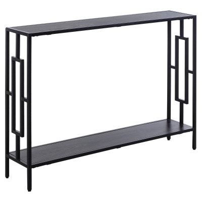 HOMCOM Mesa Consola Mesa de Apoio Design Industrial 106x23,2x76 cm Prateleira Aço Preto Painéis de Partículas Madeira Cinza