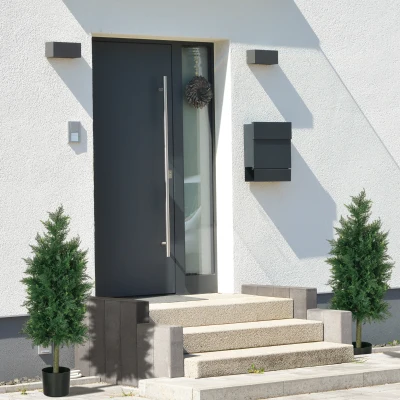 HOMCOM Conjunto de 2 Plantas Artificiais Cedro com Vaso Altura 90 cm Conífera 38x12,5x90 cm