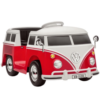 AIYAPLAY Carro Elétrico Infantil Volkswagen T1 Licenciado Oficialmente 12 V com 2 Motores Arranque Suave 89x49x41,5cm Vermelho