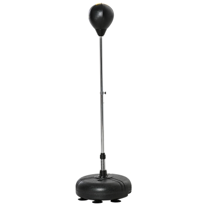 HOMCOM Punching ball sur pied réglable hauteur 133 -151 cm, sac de frappe sur pied 2 gants base lesté 45 x 45 x 133-151 cm noir
